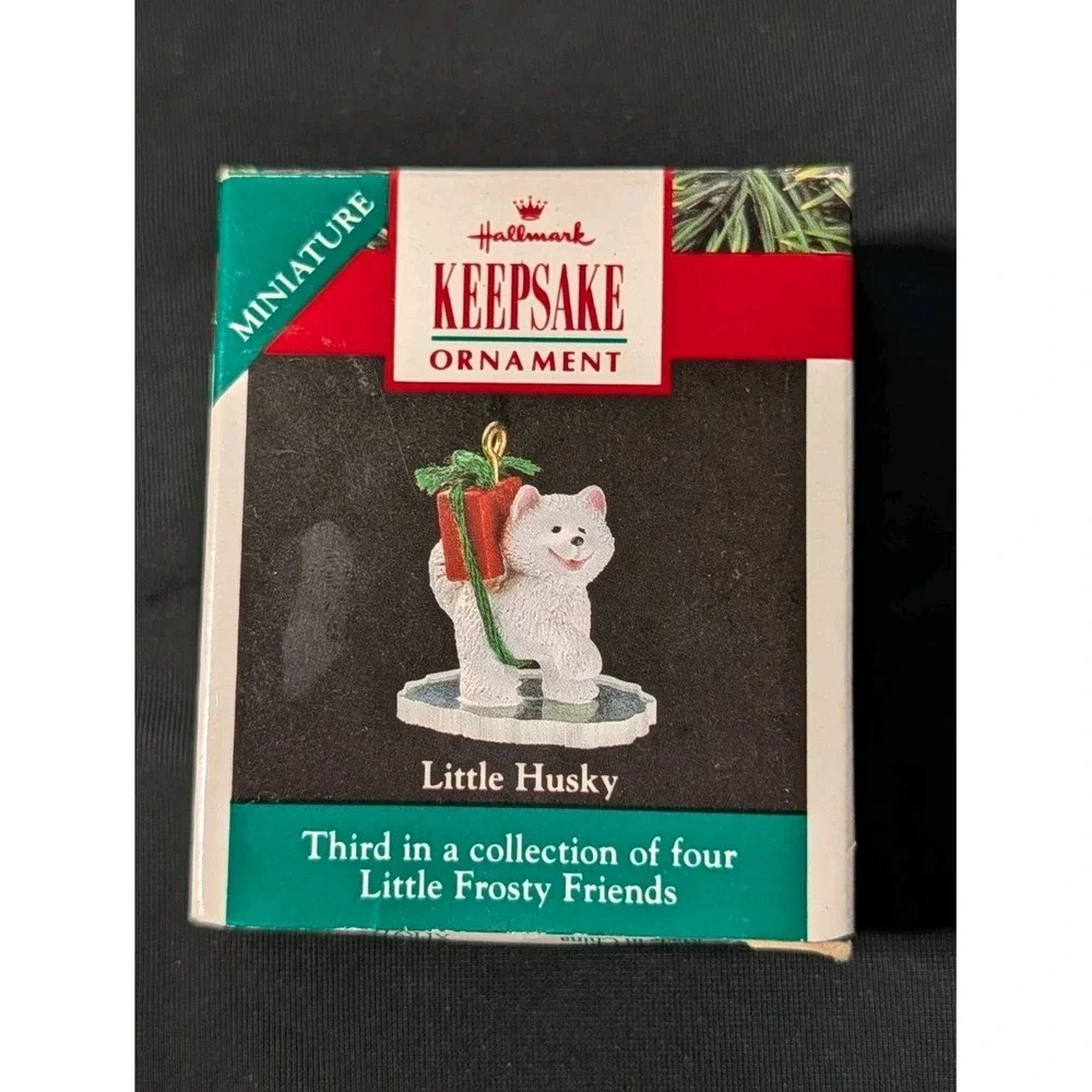 1990 Hallmark Keepsake Miniature Ornament Little Husky Dog Third in Collection